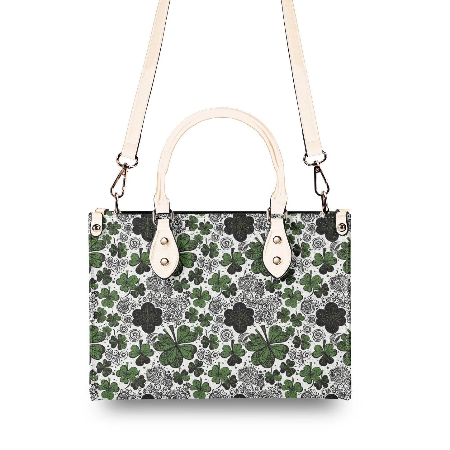 Scribbled Clover Luxury Women Leather Handbag (3 sizes) - DeRose Seasonal