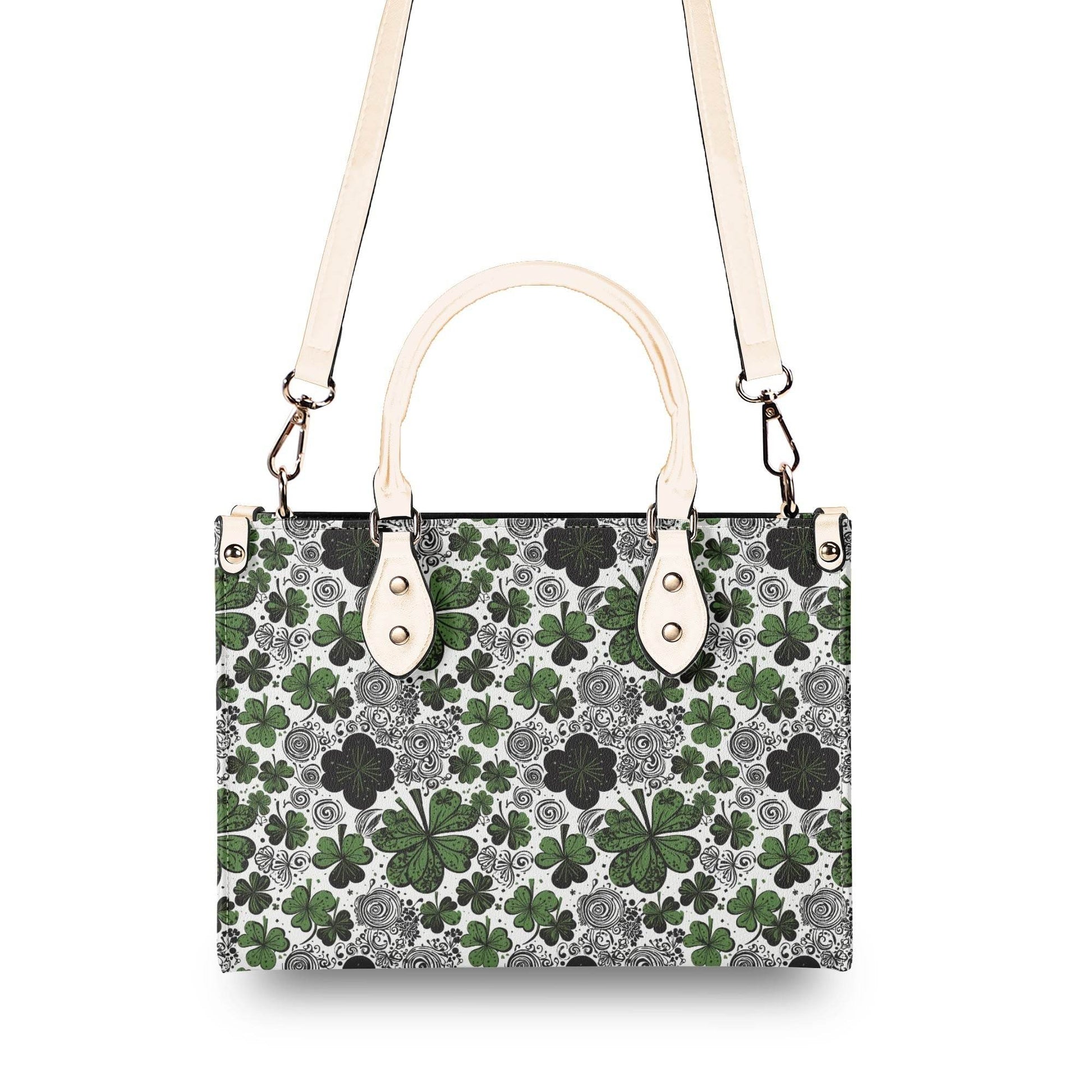 Scribbled Clover Luxury Women Leather Handbag (3 sizes) - DeRose Seasonal