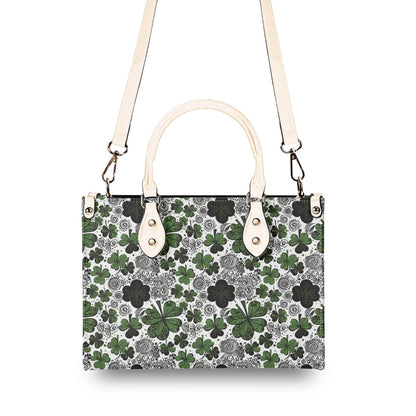 Scribbled Clover Luxury Women Leather Handbag (3 sizes) - DeRose Seasonal
