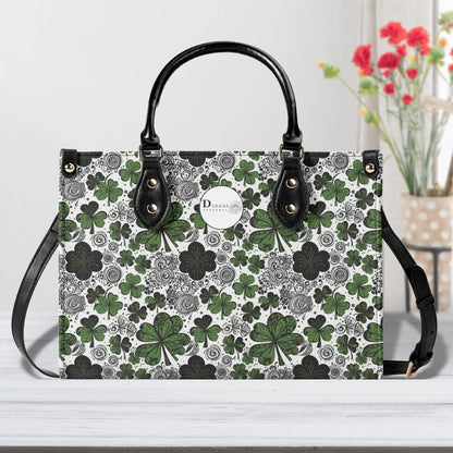 Scribbled Clover Luxury Women Leather Handbag (3 sizes) - DeRose Seasonal