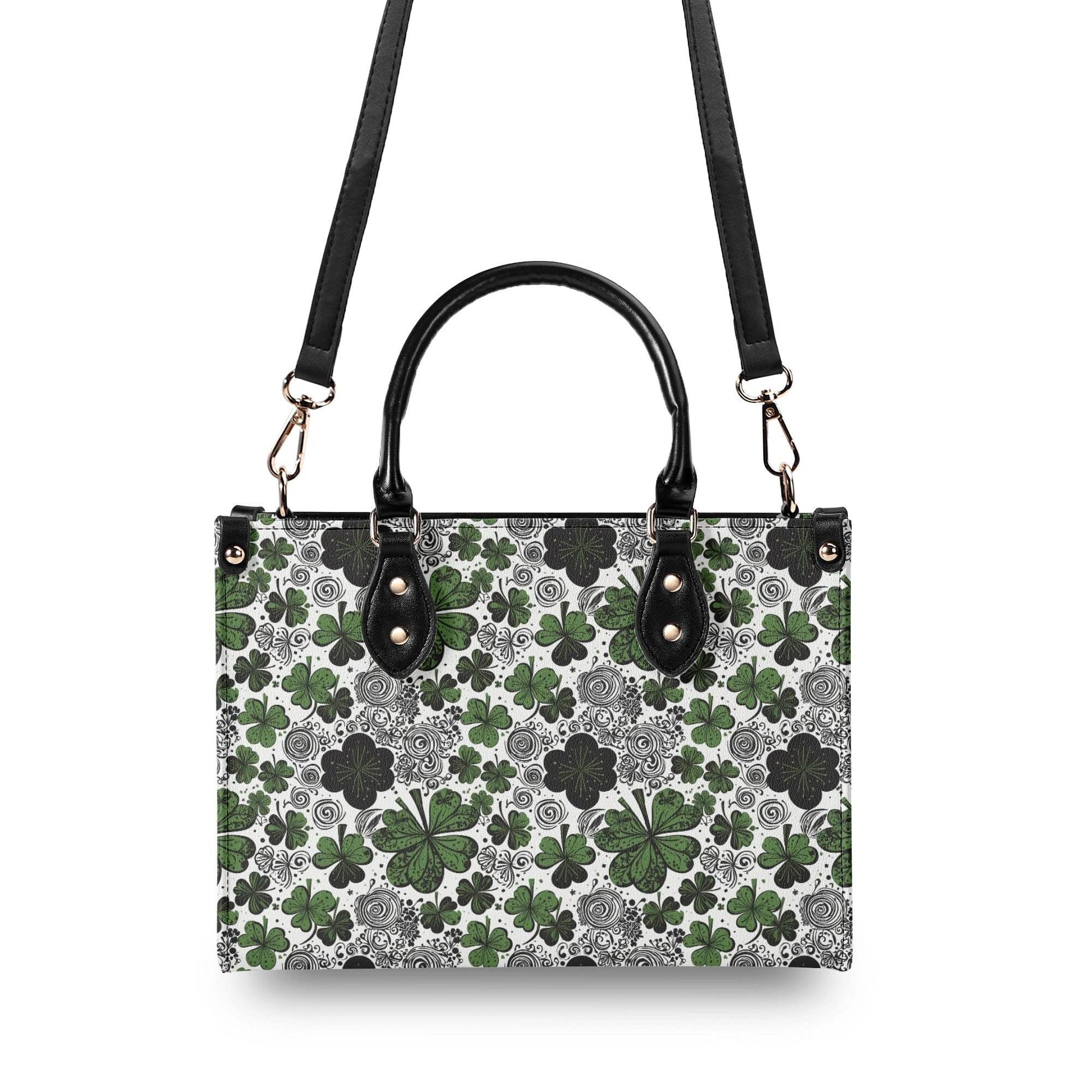 Scribbled Clover Luxury Women Leather Handbag (3 sizes) - DeRose Seasonal