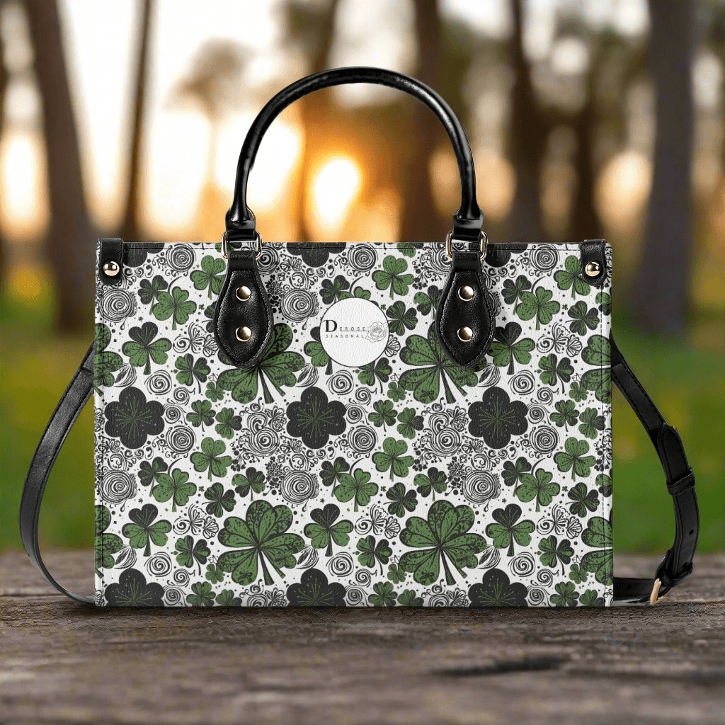 Scribbled Clover Luxury Women Leather Handbag (3 sizes) - DeRose Seasonal
