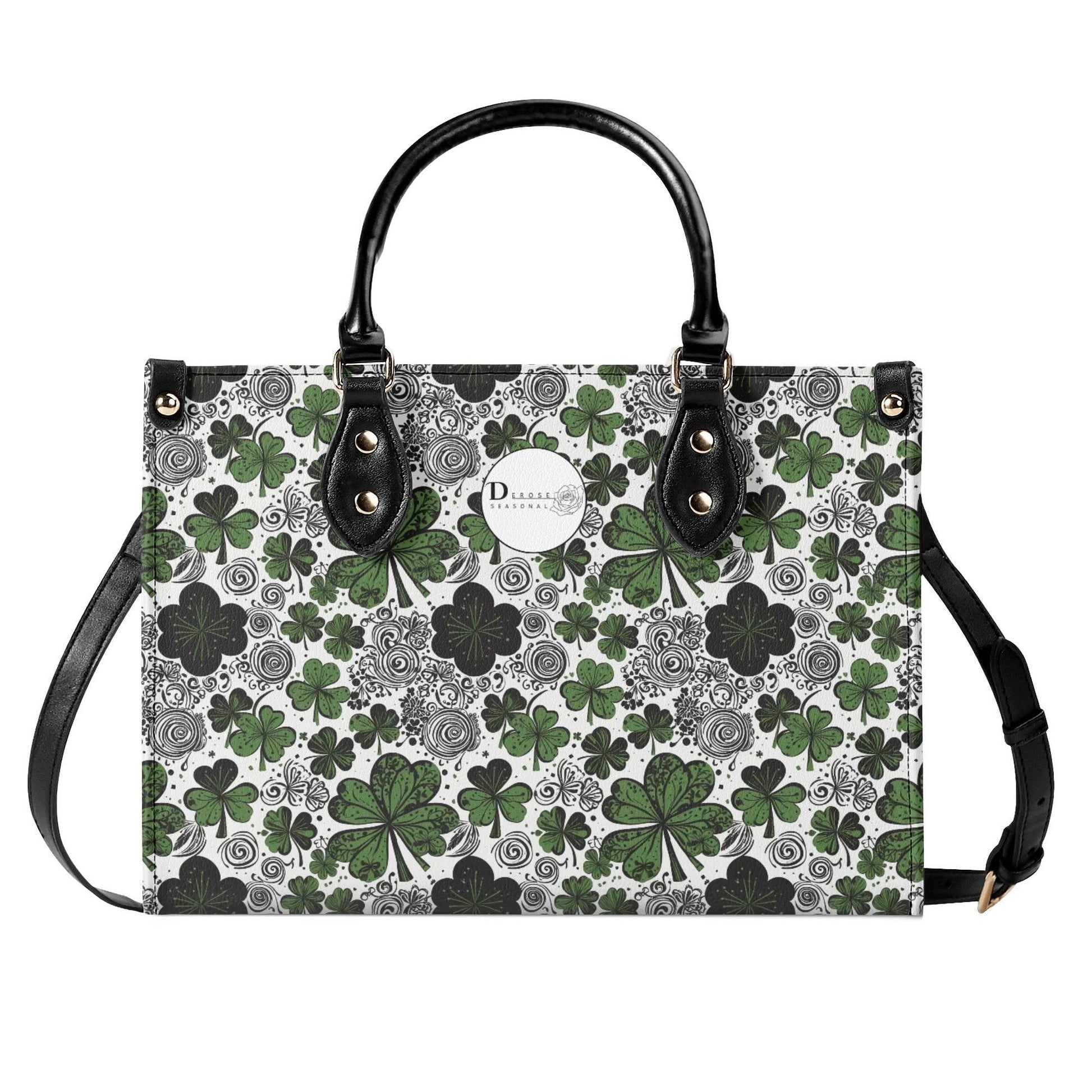 Scribbled Clover Luxury Women Leather Handbag (3 sizes) - DeRose Seasonal
