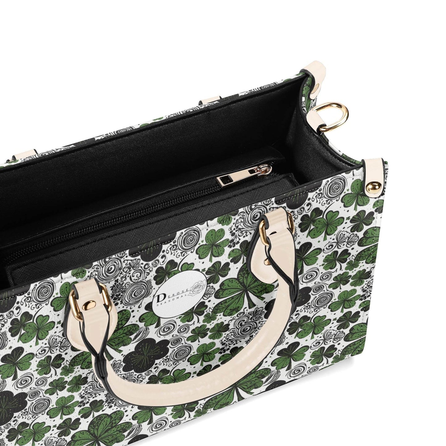 Scribbled Clover Luxury Women Leather Handbag (3 sizes) - DeRose Seasonal