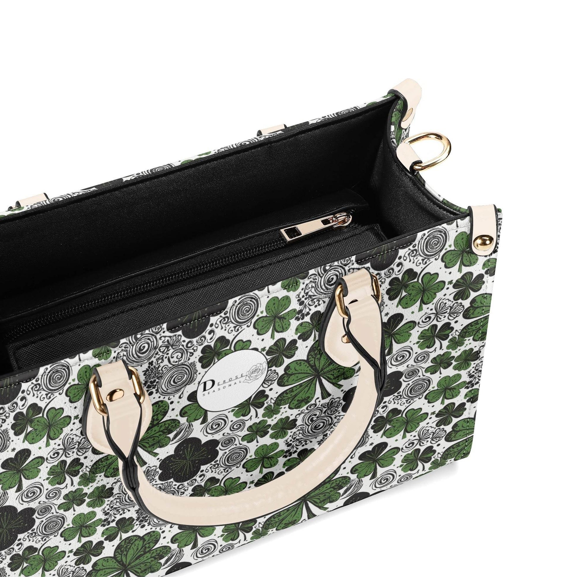 Scribbled Clover Luxury Women Leather Handbag (3 sizes) - DeRose Seasonal
