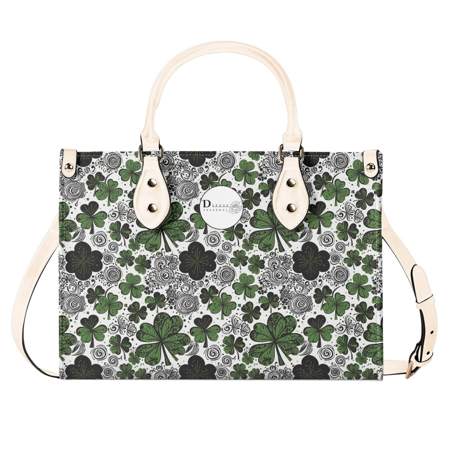 Scribbled Clover Luxury Women Leather Handbag (3 sizes) - DeRose Seasonal