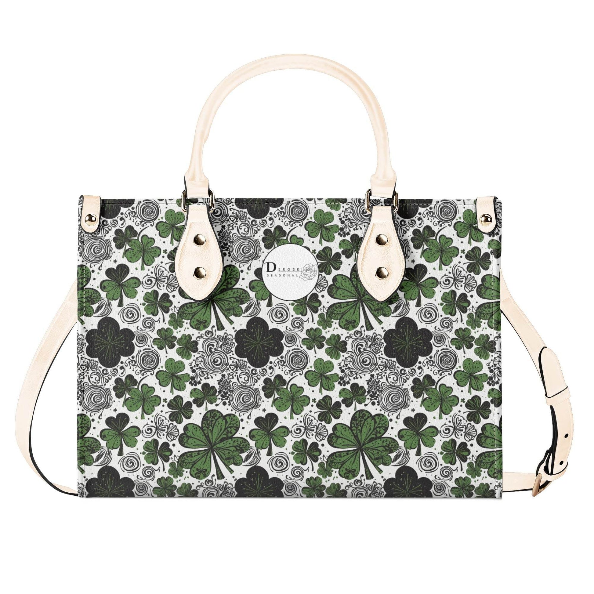 Scribbled Clover Luxury Women Leather Handbag (3 sizes) - DeRose Seasonal