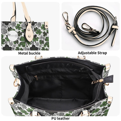 Scribbled Clover Luxury Women Leather Handbag (3 sizes) - DeRose Seasonal