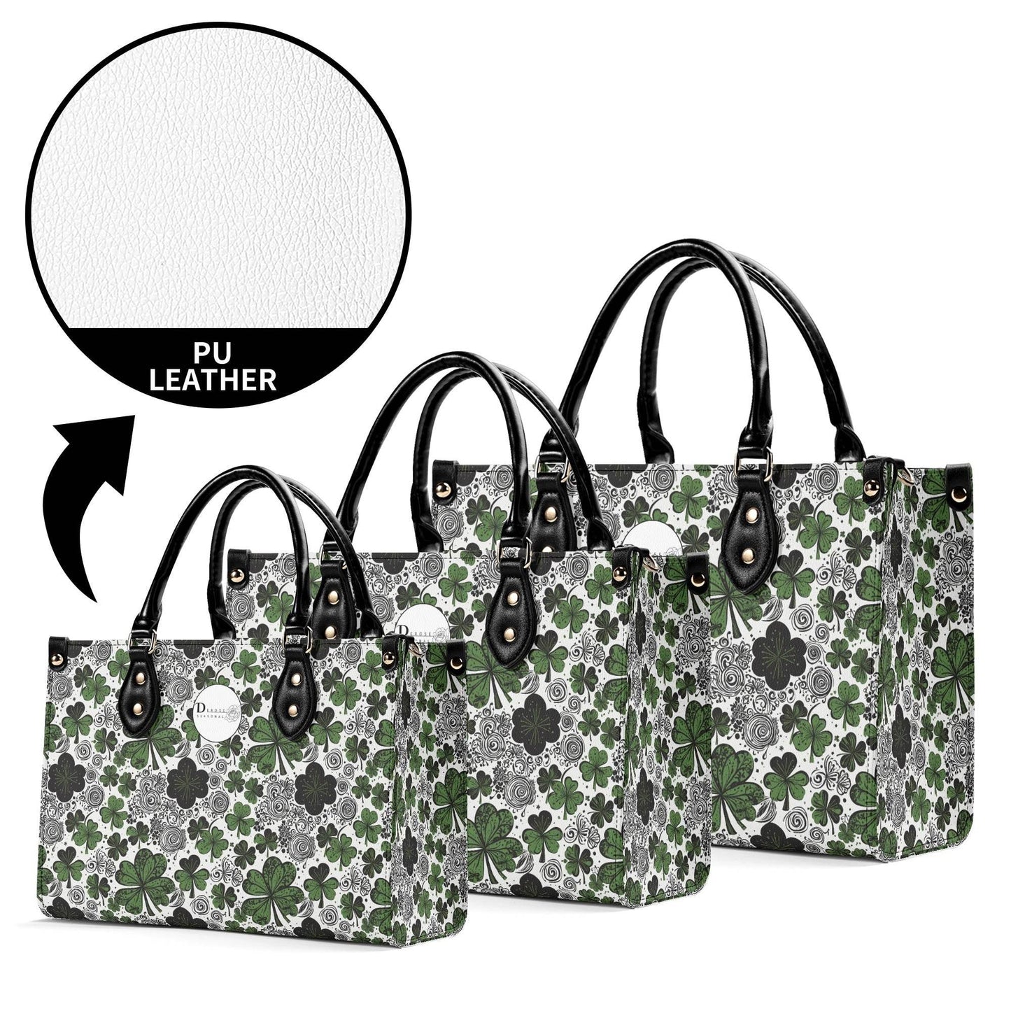 Scribbled Clover Luxury Women Leather Handbag (3 sizes) - DeRose Seasonal