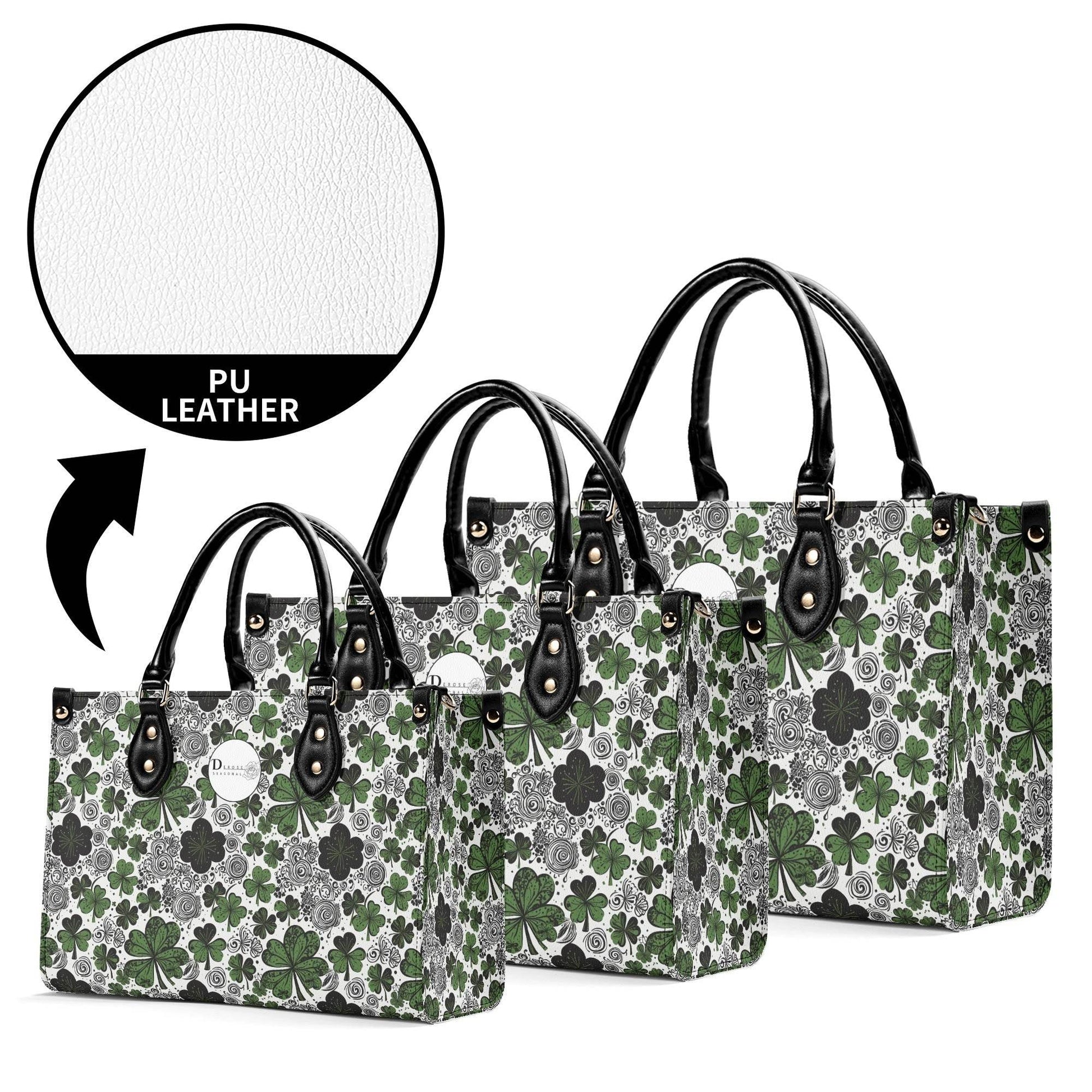 Scribbled Clover Luxury Women Leather Handbag (3 sizes) - DeRose Seasonal