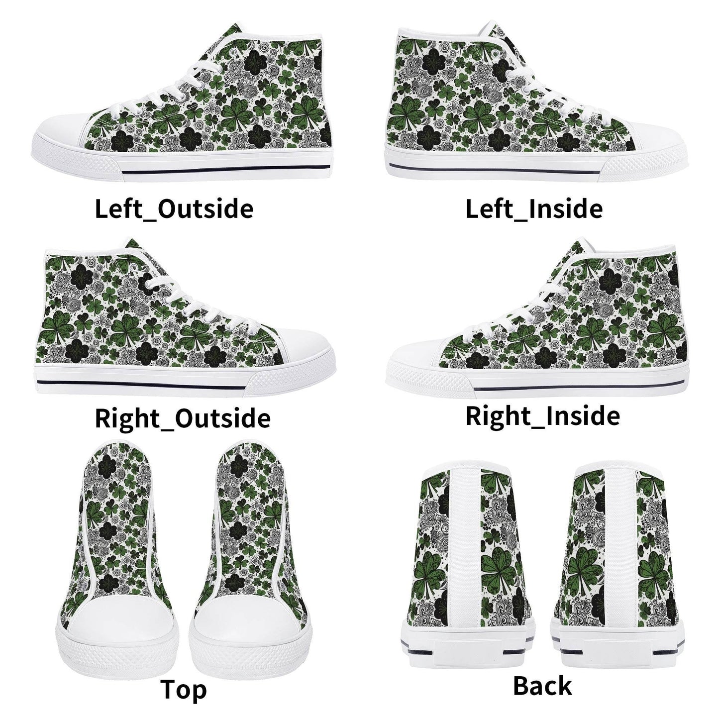 Scribbled Clover Men's High Top Canvas Shoes - DeRose Seasonal