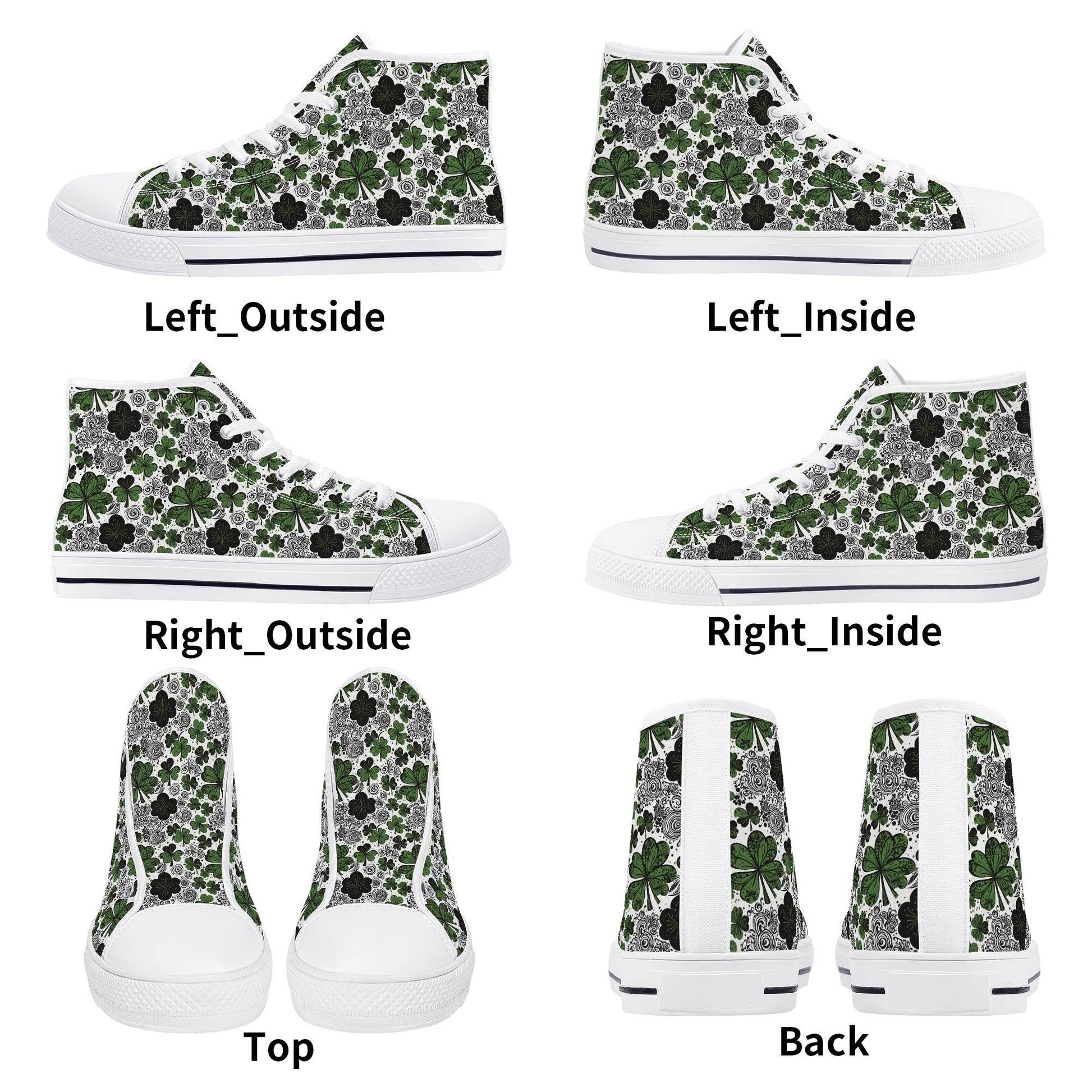Scribbled Clover Men's High Top Canvas Shoes - DeRose Seasonal