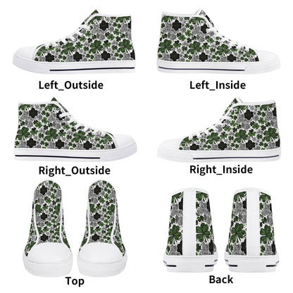 Scribbled Clover Men's High Top Canvas Shoes - DeRose Seasonal