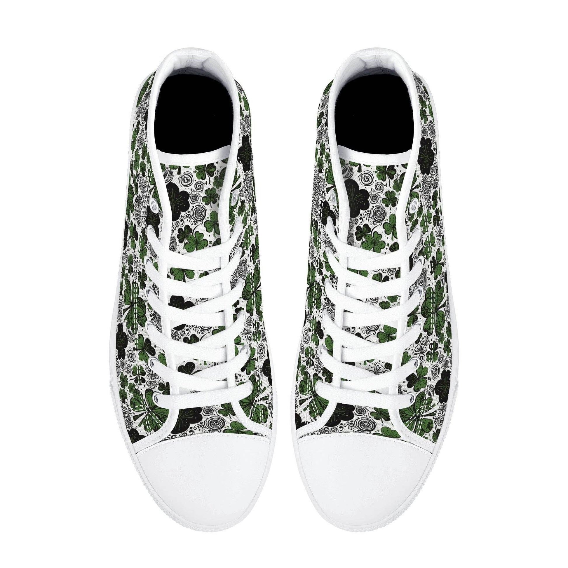 Scribbled Clover Men's High Top Canvas Shoes - DeRose Seasonal