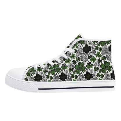 Scribbled Clover Men's High Top Canvas Shoes - DeRose Seasonal