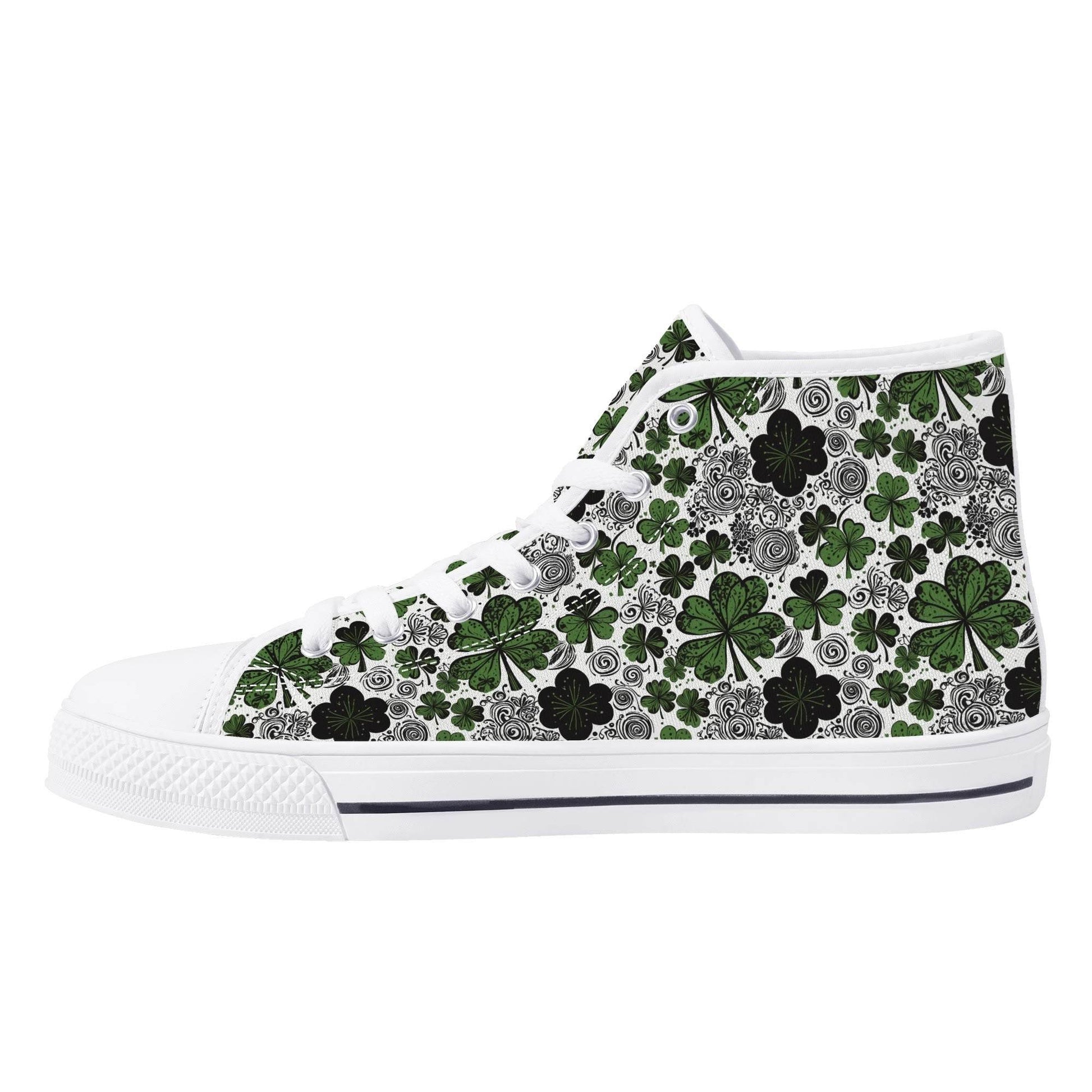 Scribbled Clover Men's High Top Canvas Shoes - DeRose Seasonal