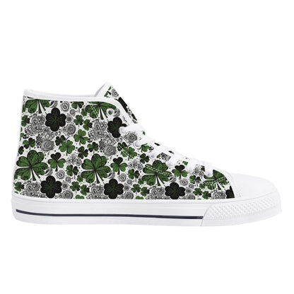 Scribbled Clover Men's High Top Canvas Shoes - DeRose Seasonal