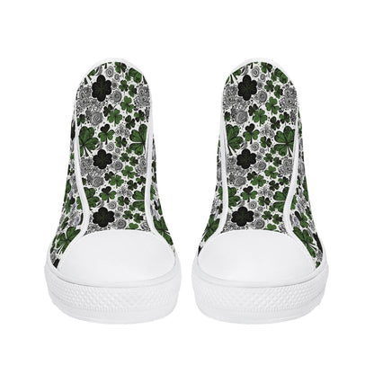Scribbled Clover Men's High Top Canvas Shoes - DeRose Seasonal