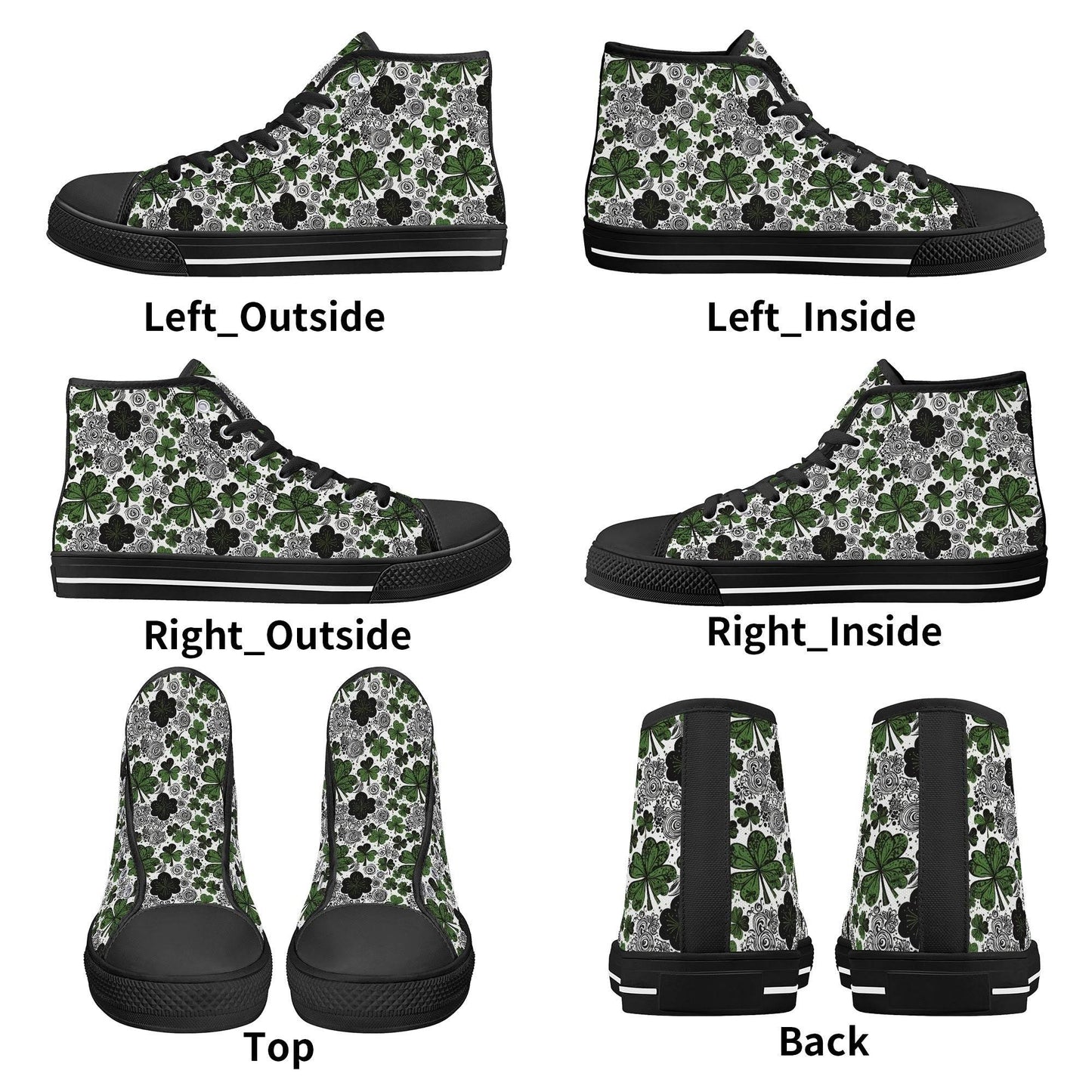 Scribbled Clover Men's High Top Canvas Shoes - DeRose Seasonal