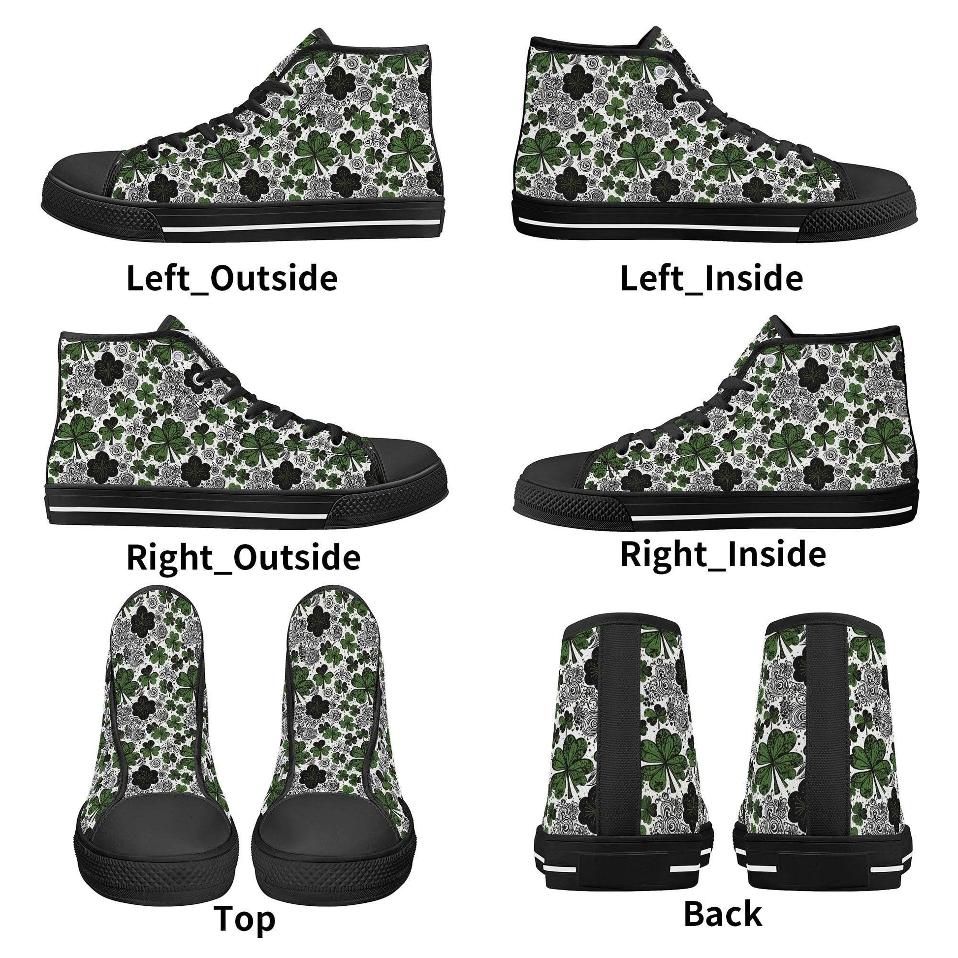 Scribbled Clover Men's High Top Canvas Shoes - DeRose Seasonal