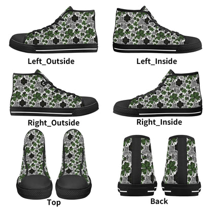 Scribbled Clover Men's High Top Canvas Shoes - DeRose Seasonal