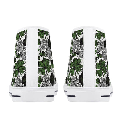 Scribbled Clover Men's High Top Canvas Shoes - DeRose Seasonal