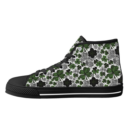 Scribbled Clover Men's High Top Canvas Shoes - DeRose Seasonal