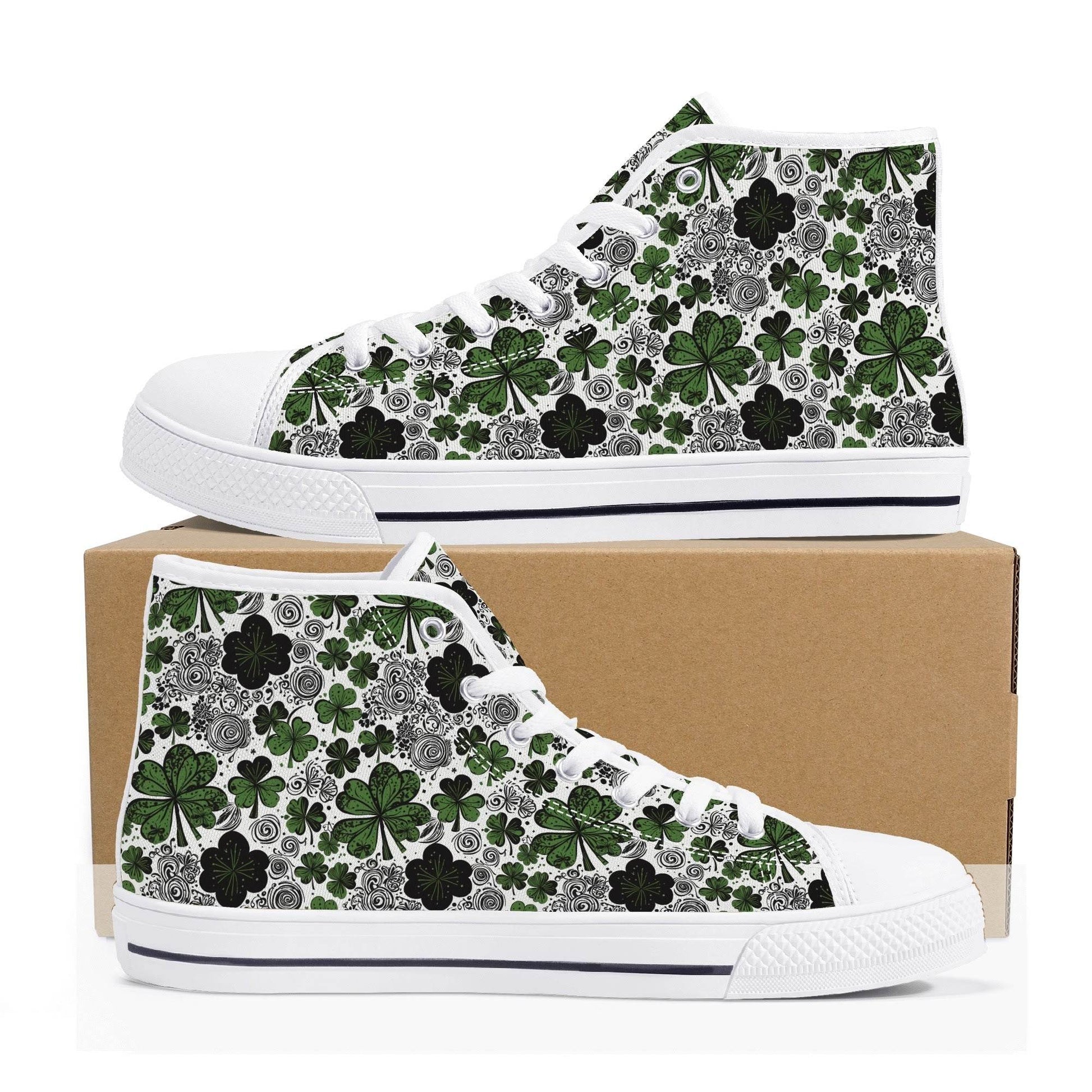 Scribbled Clover Men's High Top Canvas Shoes - DeRose Seasonal