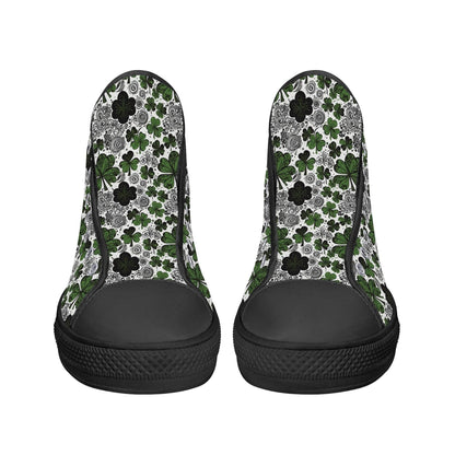 Scribbled Clover Men's High Top Canvas Shoes - DeRose Seasonal
