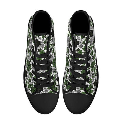 Scribbled Clover Men's High Top Canvas Shoes - DeRose Seasonal
