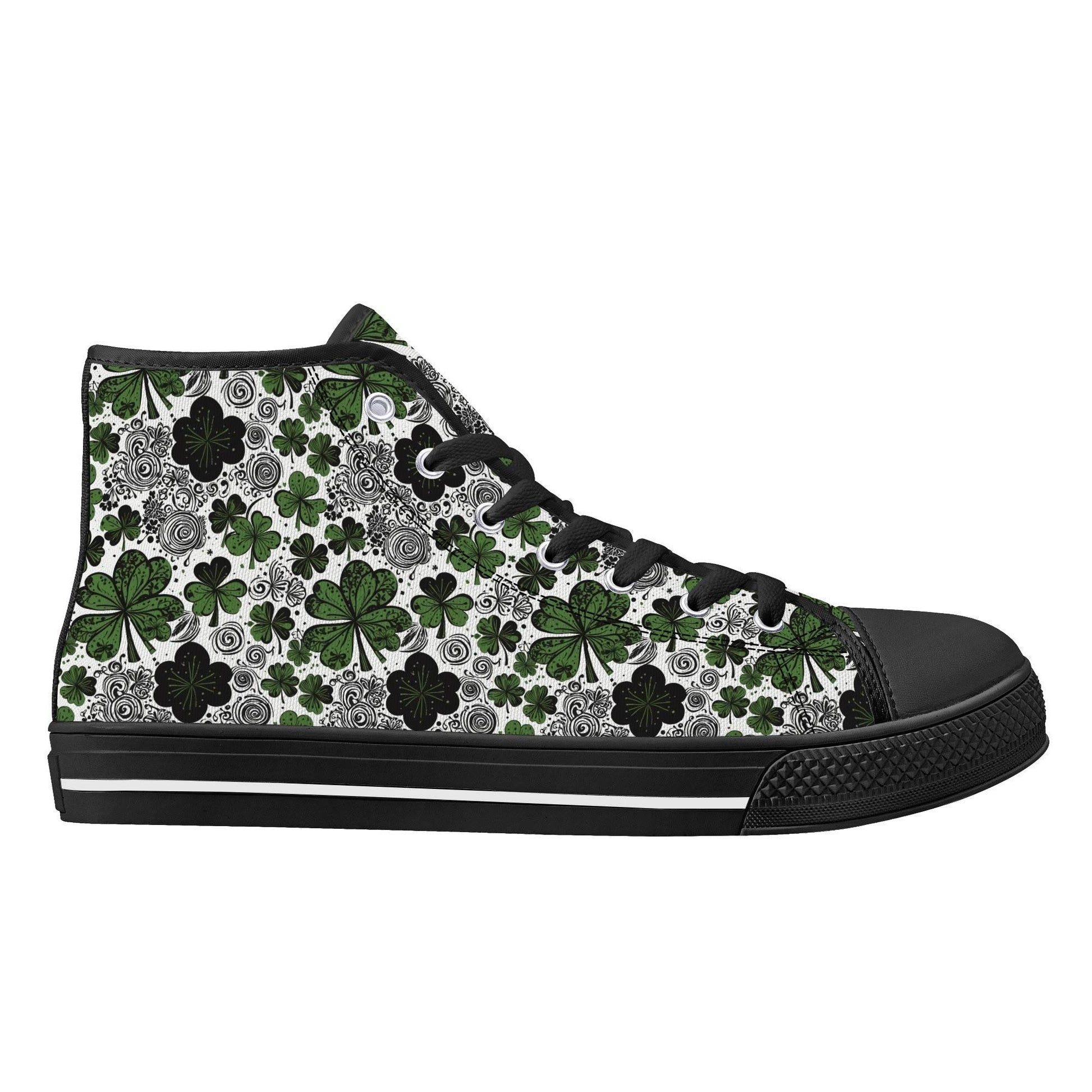 Scribbled Clover Men's High Top Canvas Shoes - DeRose Seasonal