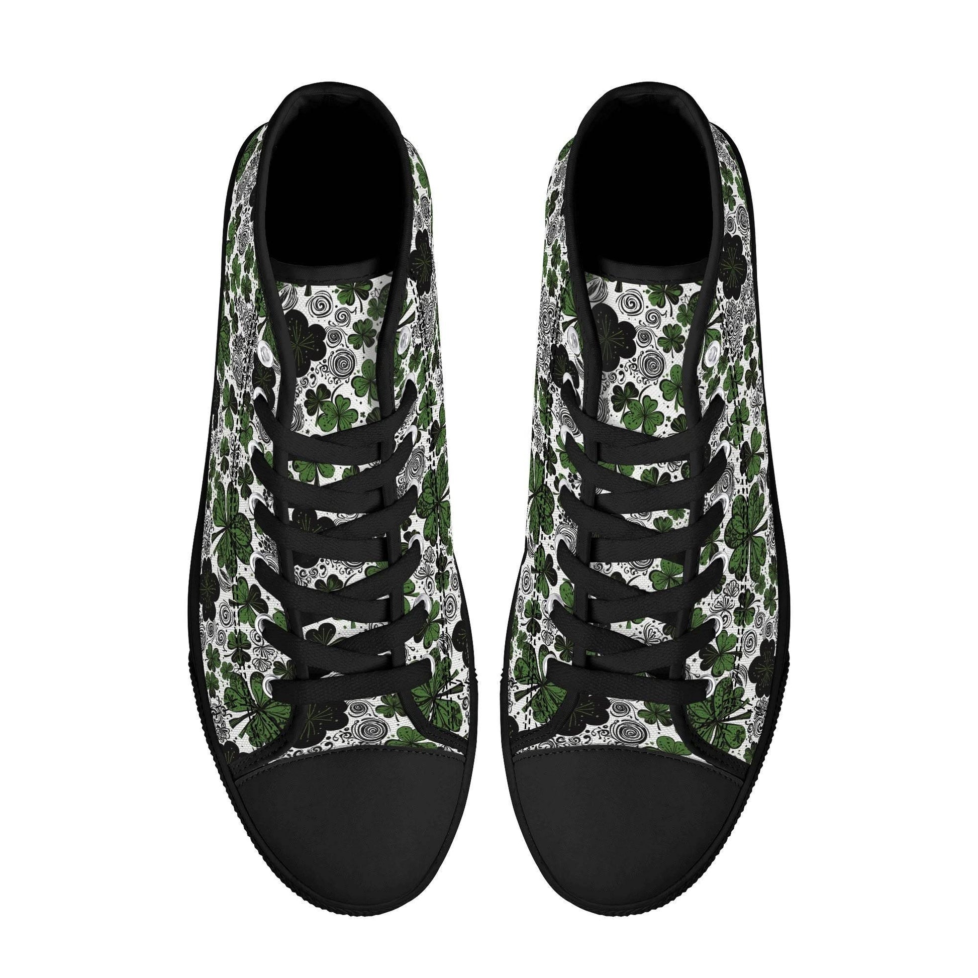Scribbled Clover Women's High Top Canvas Shoes - DeRose Seasonal