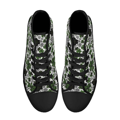 Scribbled Clover Women's High Top Canvas Shoes - DeRose Seasonal