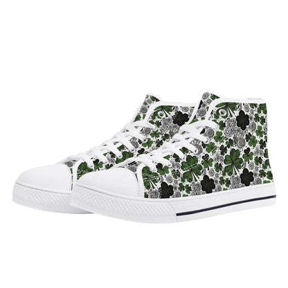 Scribbled Clover Women's High Top Canvas Shoes - DeRose Seasonal