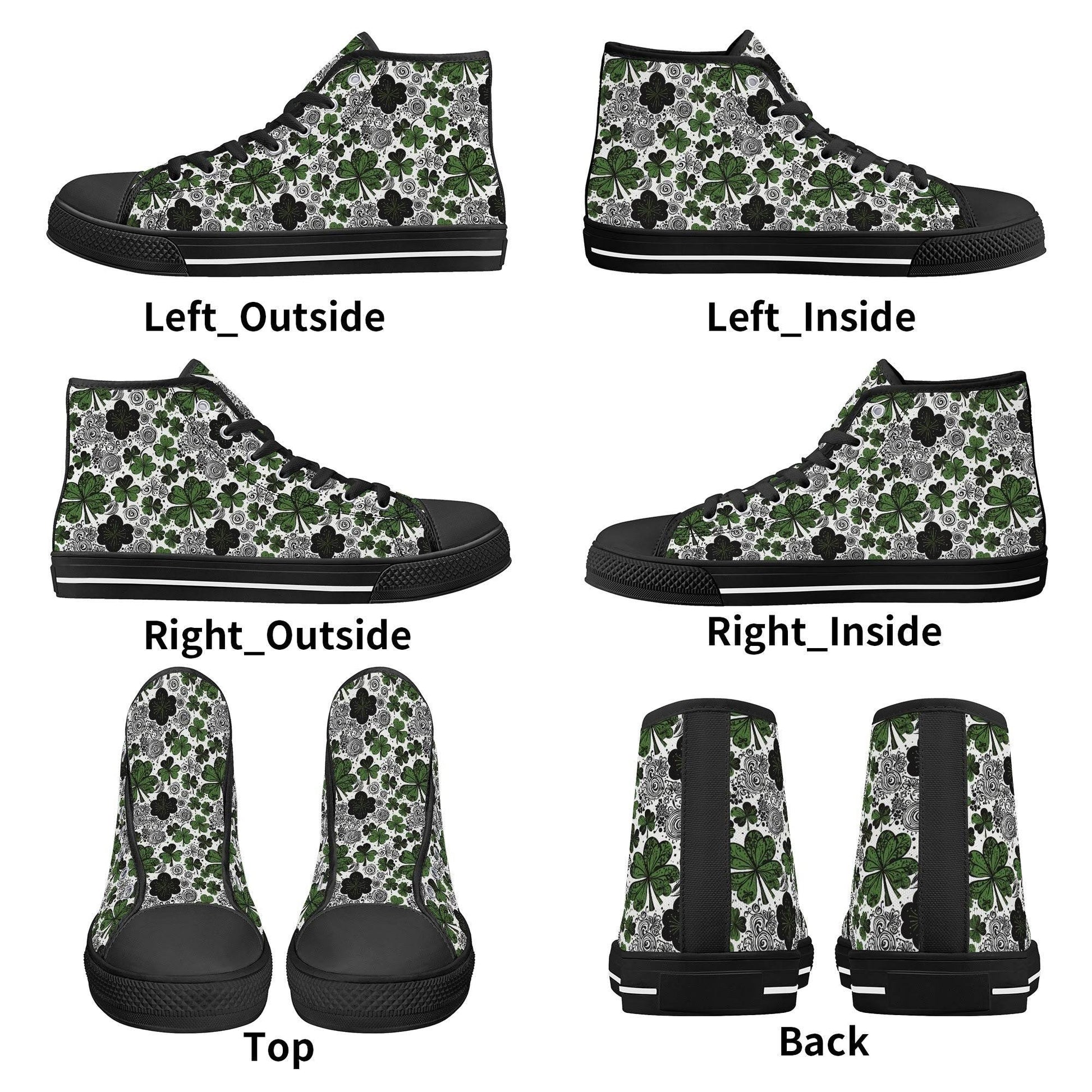 Scribbled Clover Women's High Top Canvas Shoes - DeRose Seasonal