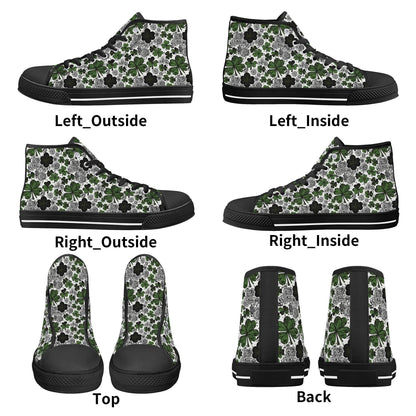 Scribbled Clover Women's High Top Canvas Shoes - DeRose Seasonal