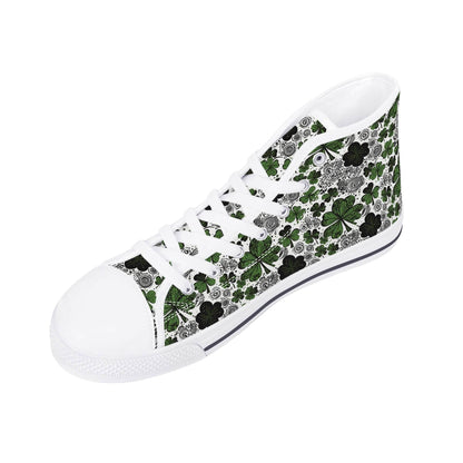 Scribbled Clover Women's High Top Canvas Shoes - DeRose Seasonal