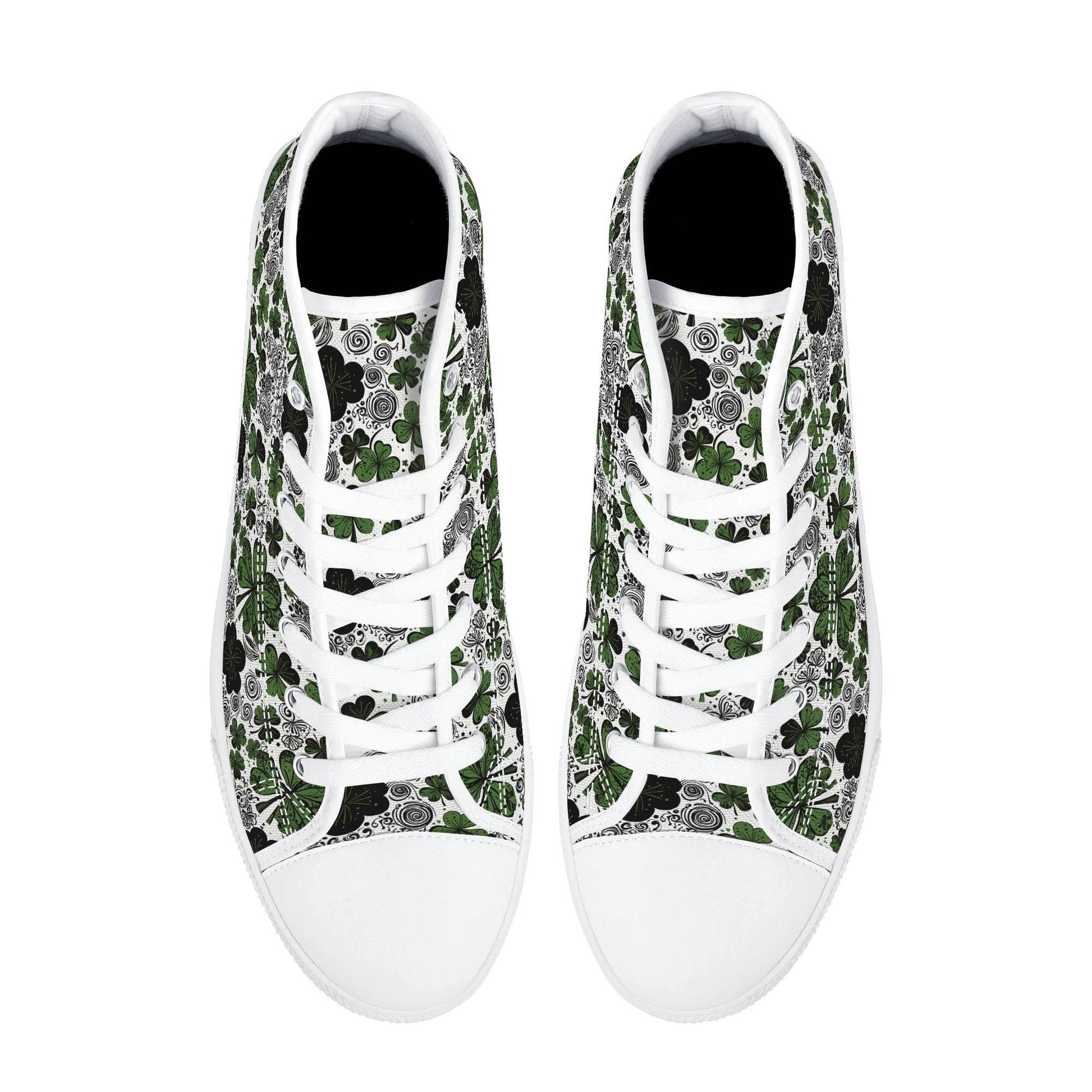 Scribbled Clover Women's High Top Canvas Shoes - DeRose Seasonal