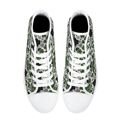 Scribbled Clover Women's High Top Canvas Shoes - DeRose Seasonal