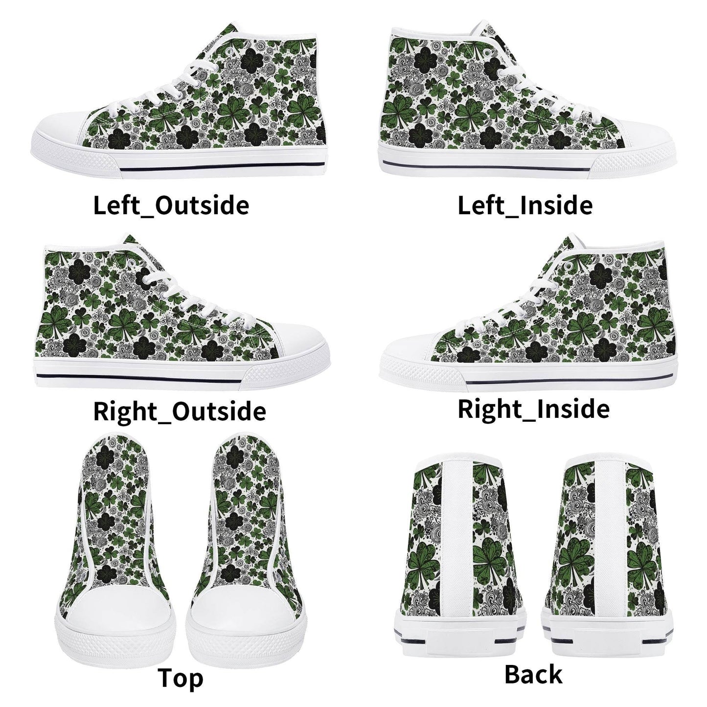 Scribbled Clover Women's High Top Canvas Shoes - DeRose Seasonal
