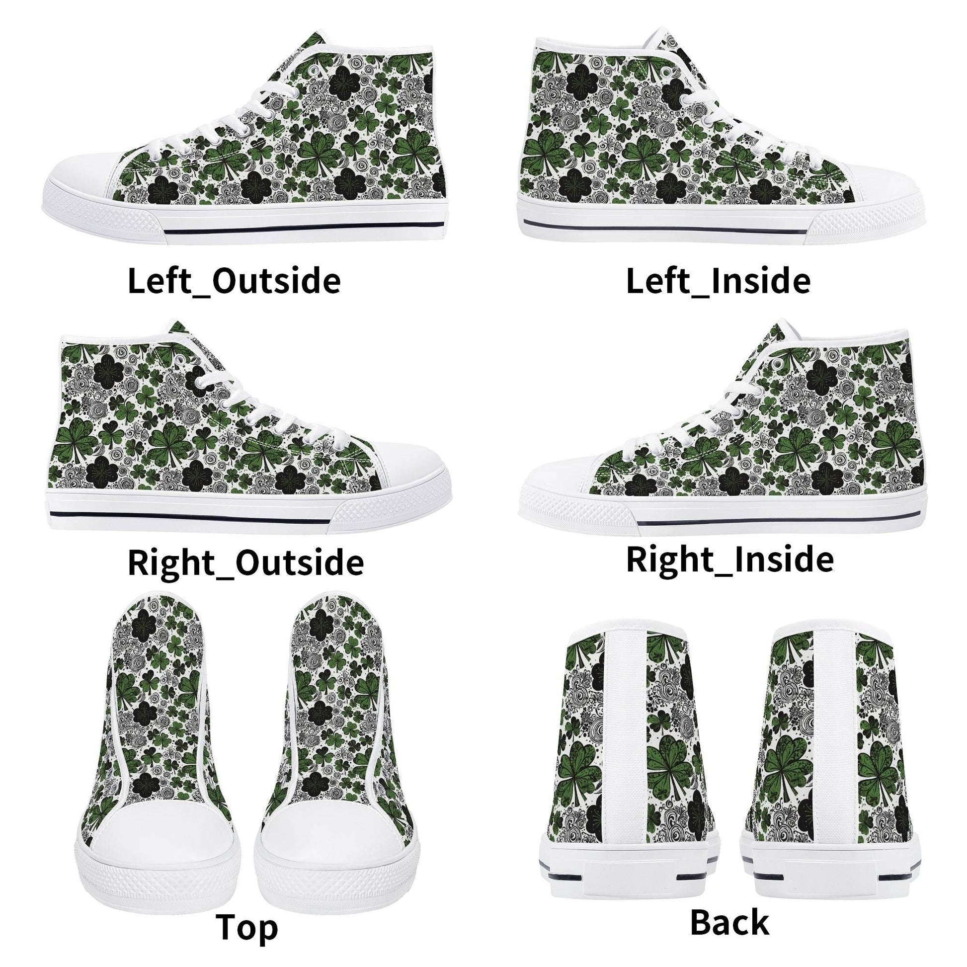 Scribbled Clover Women's High Top Canvas Shoes - DeRose Seasonal