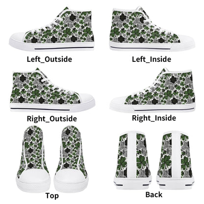 Scribbled Clover Women's High Top Canvas Shoes - DeRose Seasonal