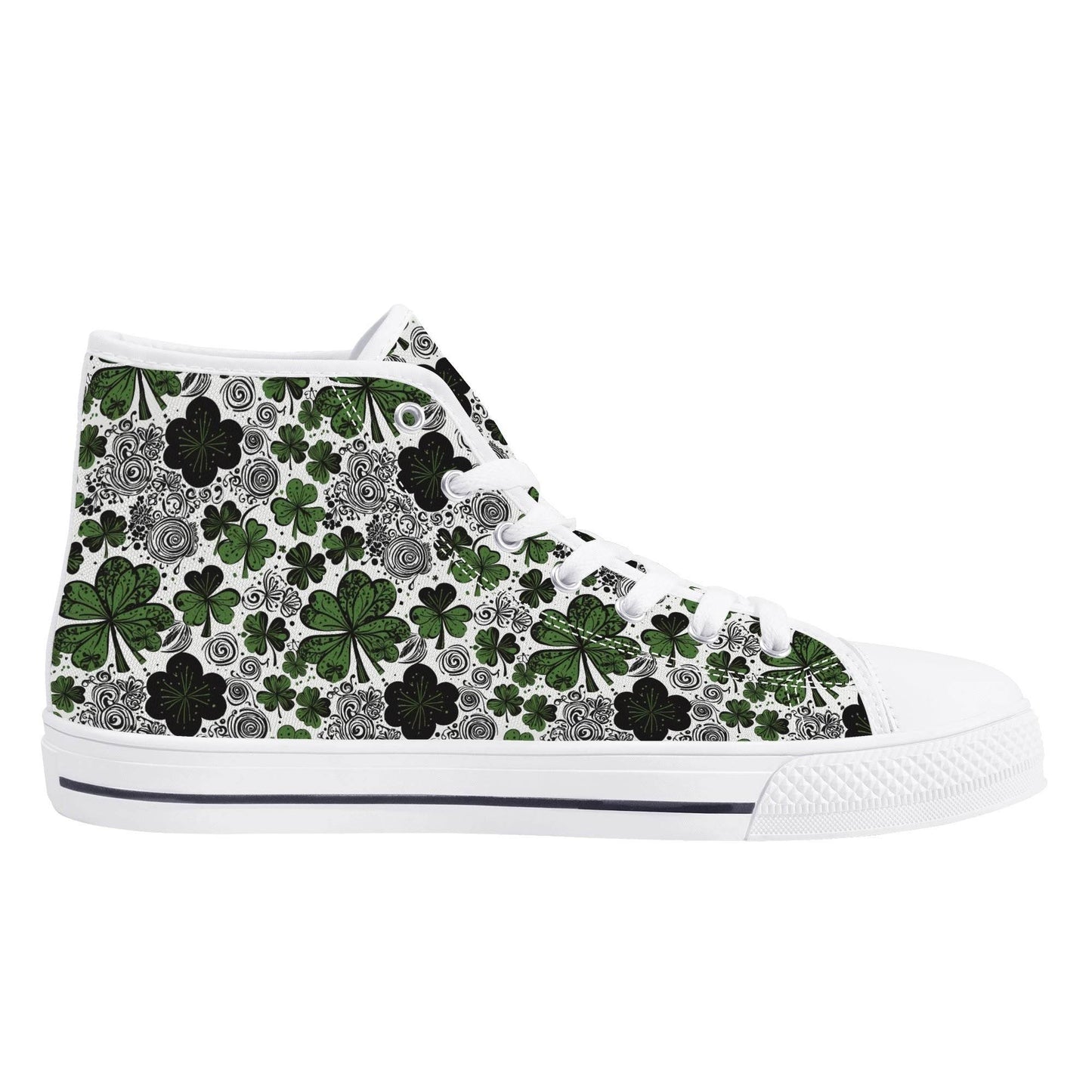 Scribbled Clover Women's High Top Canvas Shoes - DeRose Seasonal