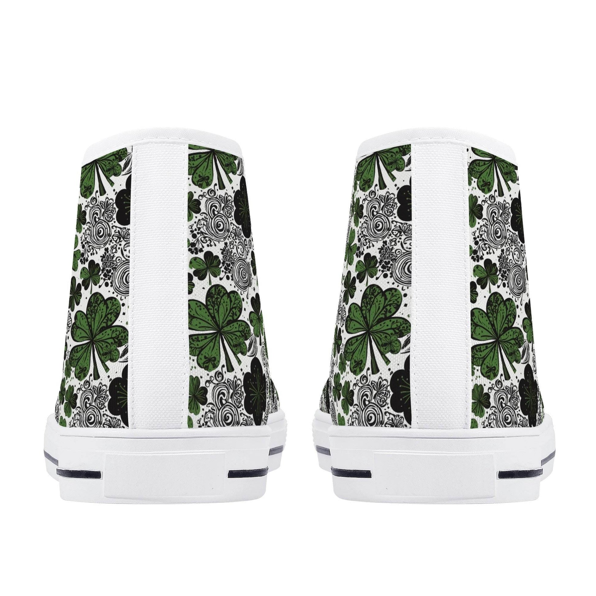 Scribbled Clover Women's High Top Canvas Shoes - DeRose Seasonal