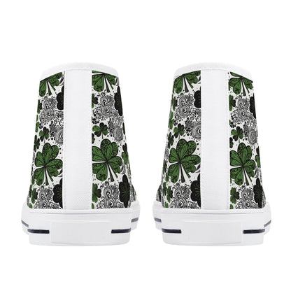 Scribbled Clover Women's High Top Canvas Shoes - DeRose Seasonal