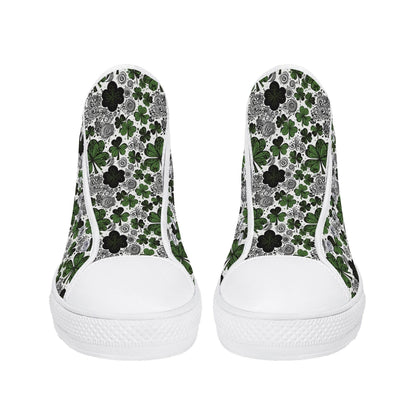 Scribbled Clover Women's High Top Canvas Shoes - DeRose Seasonal