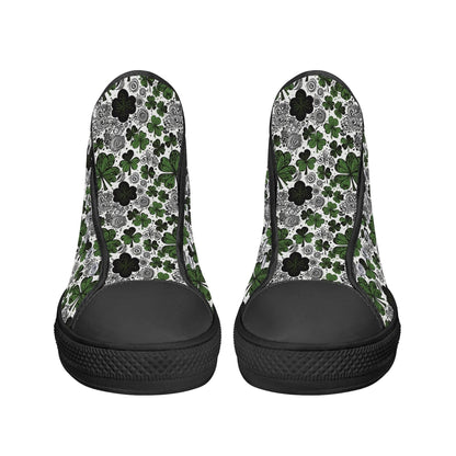 Scribbled Clover Women's High Top Canvas Shoes - DeRose Seasonal