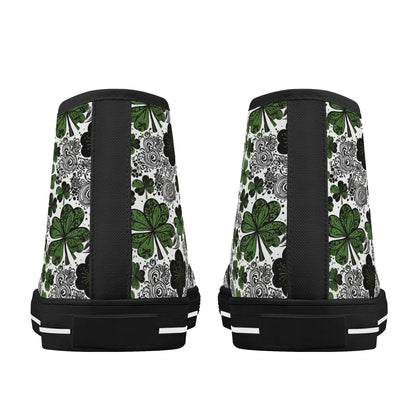 Scribbled Clover Women's High Top Canvas Shoes - DeRose Seasonal