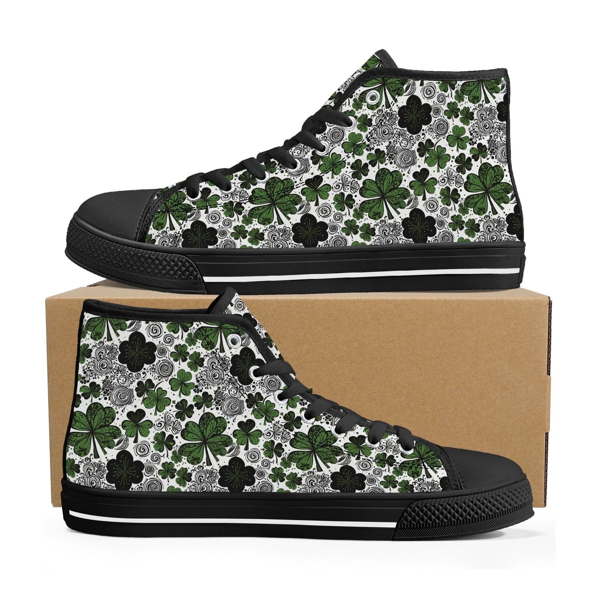 Scribbled Clover Women's High Top Canvas Shoes - DeRose Seasonal