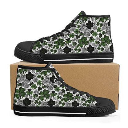 Scribbled Clover Women's High Top Canvas Shoes - DeRose Seasonal